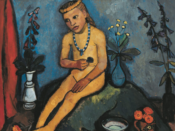 Paula Modersohn-Becker, Sitzender Mädchenakt mit Blumen, 1907, Öltempera auf Leinwand, 89 x 109 cm, Von der Heydt- Museum, Wuppertal © Von der Heydt-Museum Wuppertal